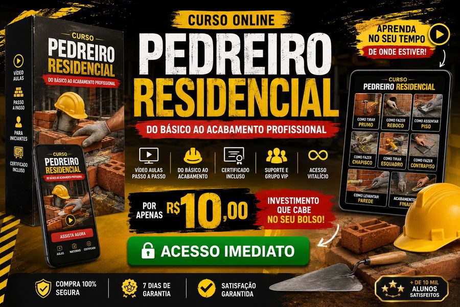 Curso Pedreiro Residencial - Do Básico ao Acabamento Profissional